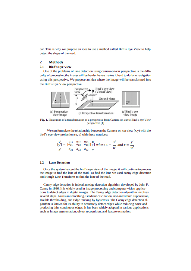 Use of Bird's Eye View for Lane Navigation in Autonomous Cars